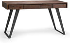 SIMPLIHOME Lowry Desk - 54-Inch Wide Solid Acacia Wood and Metal Writing Desk in Distressed Charcoal Brown, Modern Industrial Home Office Computer Table with 2 Drawers and Flip-Down Keyboard Tray