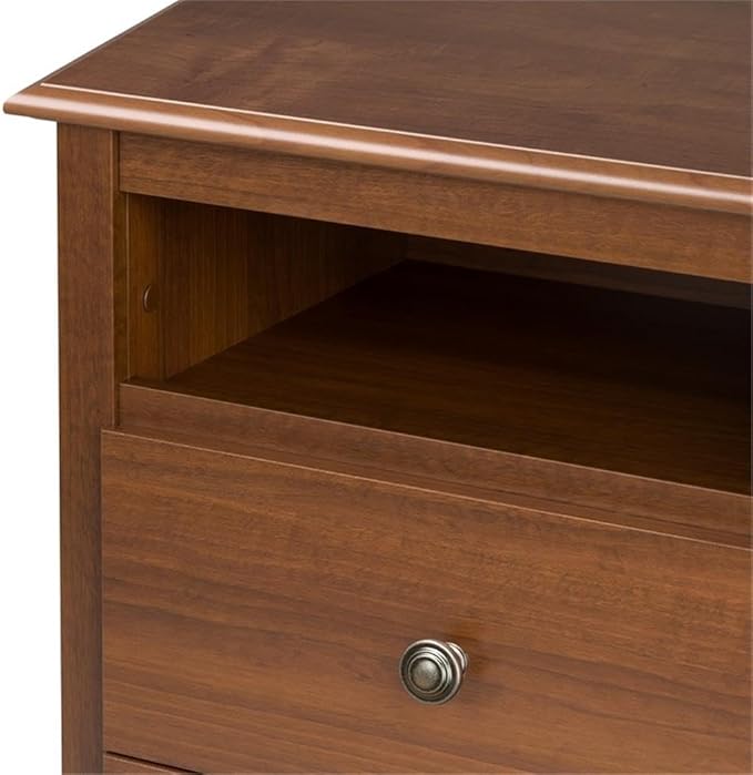Prepac Sonoma 2 Drawer Nightstand: Elegant Bedroom Furniture, Bedside Table with Open Shelf, 23.25"W x 16"D x 28"H, Cherry