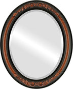 OVALCREST Oval Beveled Wall Mirror for Home Decor - Florence Style - Vintage Walnut - 28" x 24"
