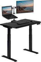 Vari ComfortEdge 40x26 Inch Adjustable Standing Desk – Small Electric Sit Stand VariDesk for Apartment, Bedroom, or Home Office + Beveled Edge, Tool-Free Assembly (Black Top/Black Legs)