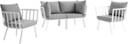 Modway Riverside Outdoor Furniture, 4-Piece Set, White Gray