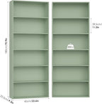 FOTOSOK 70.8" Tall Bookcase Shelf, 6 Tier Wide Bookshelf with Storage, Billy Bookcase Set of 2, Large Bookshelf for Living Room, Home Office,Green