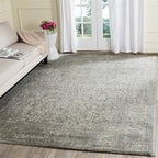 SAFAVIEH Evoke Collection Area Rug - 6'7" Square, Silver & Ivory, Distressed Design, Non-Shedding & Easy to Clean, Ideal for Living Room, Bedroom, Dining Space (EVK256S)