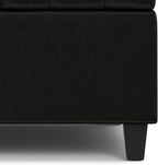 SIMPLIHOME Harrison 30 inch Wide Transitional Square Small Coffee Table Storage Ottoman in Midnight Black Vegan Faux Leather, Assembled, for The Living Room and Bedroom