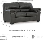 Signature Design by Ashley Bladen Faux Leather Loveseat, Gray