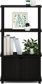 Furinno Brahms 4-Tier Multipurpose Bookcase/Bookshelf/Display Shelf/Display Rack with Door, Espresso/Black