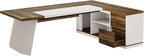Tribesigns 78.7" L-Shaped Executive Desk, Modern Office Desk with 55.1" Storage Cabinet, Large Computer Table with Drawers and Shelves, Business Furniture Workstation for Home Office, Brown & White