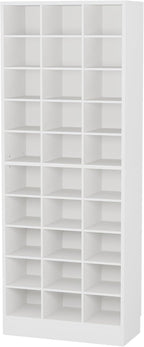 Tribesigns 10-Tier Shoe Storage Cabinet, White Wooden Shoe Rack with 30 Cubbies, Freestanding Tall Entryway Shoe Organizer for Closet, Entryway, Living Room