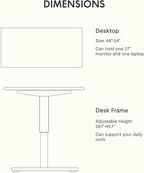 FLEXISPOT EN1 Whole-Piece Standing Desk, 48 x 24 Inches Height Adjustable Desk for Home Office (Black Frame + 48 in Maple Top)