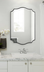 Kate and Laurel Hollyn Glam Scalloped Wall Mirror; 20 x 30; Black; Decorative Traditional Wall Decor with Elegant Frame and Soft Scallops