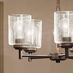Kichler Winslow 19.75" Chandelier in Olde Bronze®, 5-Light Chandelier for Dining Room, Living Room, or Bedroom, Clear Seeded Glass, (19.75" W x 16" H), 44030OZ