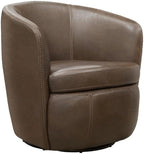 Pemberly Row Set of 2 Vintage Brown All Italian Leather Swivel Club Chair