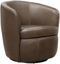 Pemberly Row Vintage Brown All Italian Leather Swivel Club Chair