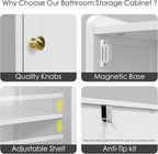 Tall Bathroom Storage Cabinet, 67" Narrow Storage Cabinet with Adjustable Shelves 2 Doors and 1 Drawers Modern Cabinet for Bathroom, Entryway, Living Room, Kitchen (White)