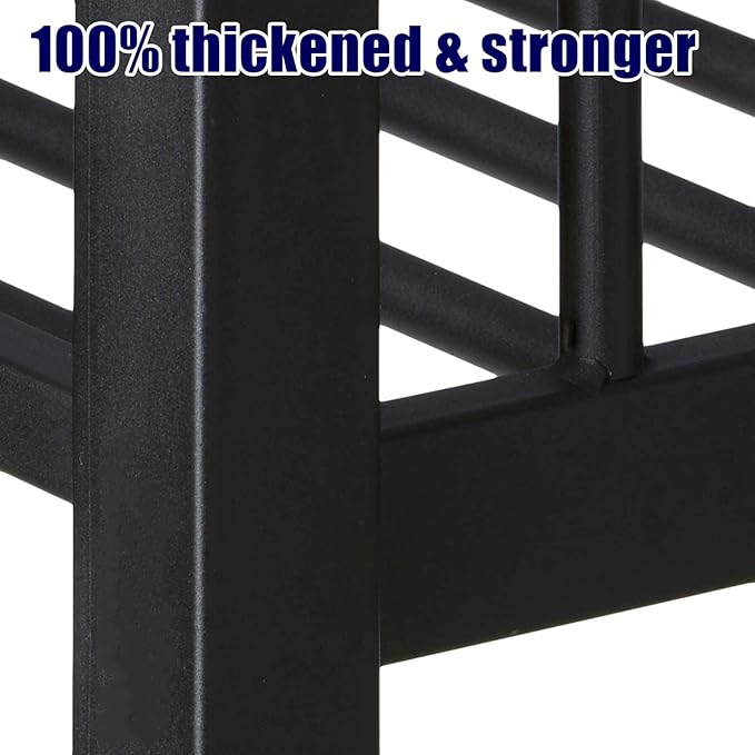 Stronger & Higher Quality Heavy Duty Steel Bunk Bed Queen Over Queen Size Bunkbed, Thickened Safer More Stable Metal Queen Bunk Bed Frame (Faster Assembly)