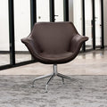 ZURI Modern Mala Swivel Chair Soft Brown Leatherette Upholstery Stainless Steel Base