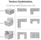 WJShome Cloud Couch Modular Sectional Sofa,100.5" V Shaped Couch, Convertible Wide Seater, 5 Seater for Living Room Set,Covers Washable&Replaceable,Gray