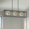 Possini Euro Design Christy 35 1/2" Modern Pendant Chandelier Ceiling Light Fixture Dining Room Over Table Kitchen Island Foyer Hanging Linear 3-Light LED Dimmable Black Gold Metal Hallway Entryway