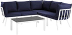 Modway Riverside Outdoor Furniture, 6-Piece Set, White Navy