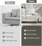 Kingfun 3 Seater Couch, Mid Century Modern Sofa Set with Rolled Arms and Deep Seats, Fluffy Comfort for Living Room, Apartment, Easy Assembly, Beige