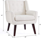 HUIMO Accent Chair Living Room Chair, Upholstered Button Tufted Armchair, Linen Fabric Sofa Chairs for Bedroom, Living Room, Mid-Century Modern Comfy Reading Chair (Beige)