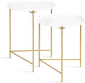 Kate and Laurel Ulani Modern Nesting Side Table, Set of 2, White and Gold, Sophisticated Glam End Tables for Storage and Display