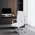 Sidanli Ergonomic Desk Chairs, Executive Swivel Faux Leather High Back Chair with Comfortable Lumbar Support and Smooth Rolling Wheels for Office, White