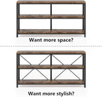 Tribesigns 55 Inches Long Sofa Table with Storage Shelves, 3 Tiers Industrial Rustic Console Table with Open Shelves, Three Decorative Shelf, Open TV Shelf for Living Room, Hallway, Book