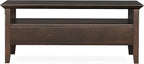 SIMPLIHOME Acadian Coffee Table - 48 inch Wide Solid Wood Transitional Cocktail Table with 2 Drawers in Brunette Brown, Classic Living Room Table with Storage Shelf and Tapered Legs