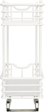 Household Essentials Glidez Multipurpose Paint-Finished Steel Pull-Out/Slide-Out Storage Organizer with Plastic Liners for Under Cabinet Use - 2-Tier Design, White