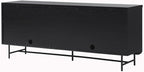 Walker Edison Reema Fluted 4-Door Kitchen Sideboard Buffet Console, 69 Inch, Black