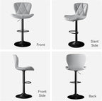 Bar Stools Set of 6,Adjustable Swivel Barstools, Faux Leather Bar Chairs,Upholstered Counter Height with High Backrest for Kitchen Island, Light Grey