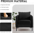 Velvet Accent Chair Set of 2, Comfy Upholstered Single Sofa Chair Mid-Century Modern Armchair with Thick Cushion and Wood Frame Side Chair for Living Room Bedroom Apartment (Black)