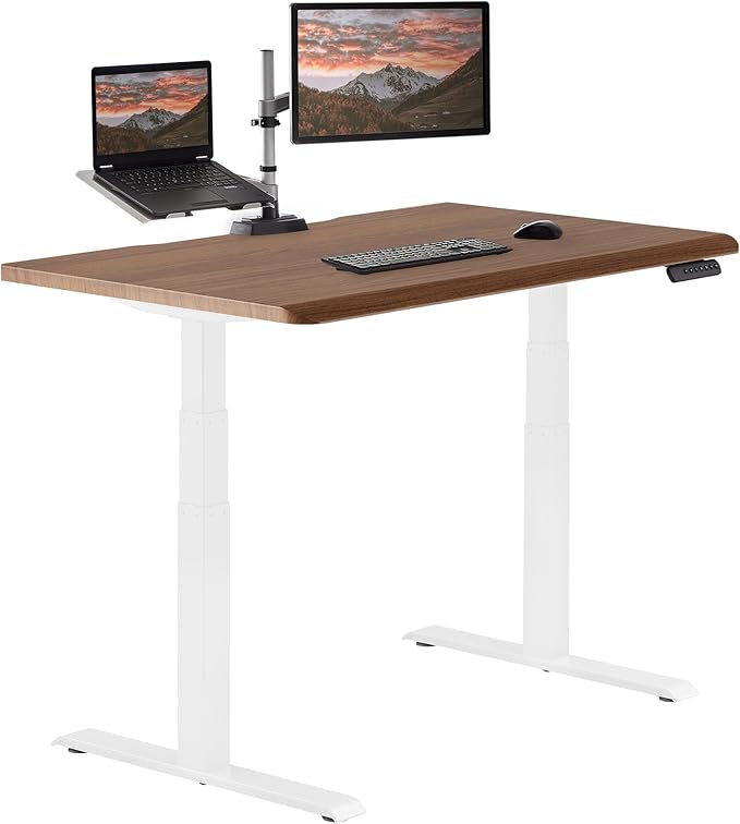 Vari ComfortEdge 48x30 Inch Electric Standing Desk – Height Adjustable Sit Stand VariDesk with Memory Presets, Sloped Edge, 220 LB Capacity + Tool-Free Assembly (Walnut)