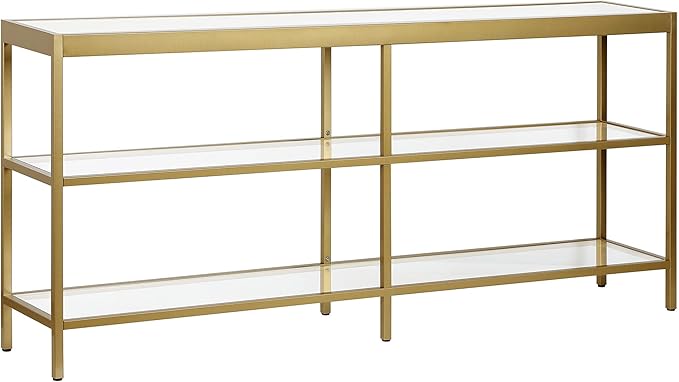 Henn&Hart 64" Wide Rectangular Console Table in Brass, Entryway Table, Accent Table for Living Room, Hallway