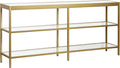Henn&Hart 64" Wide Rectangular Console Table in Brass, Entryway Table, Accent Table for Living Room, Hallway
