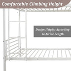 Karl Home White Bunk Bed Twin Over Twin, Metal Bunk Bed with Built-in Ladder and Safety Guardrail, Space-Saving Bunk Beds for Kids, Teens & Adults, No Box Spring