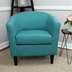 Pemberly Row 17.5" Traditional Fabric Club Chair in Carribean Blue