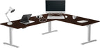 Progressive Desk Stand Up Height Adjustable Standing Desk - L Shaped 85" x 72" Corner Computer Rising Workstation Electric Table - Gray Frame, Roasted Walnut Top