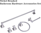 5 Pieces Brushed Nickel Bathroom Hardware Set,Wall Mounted 23.6 inch Towel Bar Set,Towel Rack Set,Toilet Paper Holder, Bathroom Accessories Set