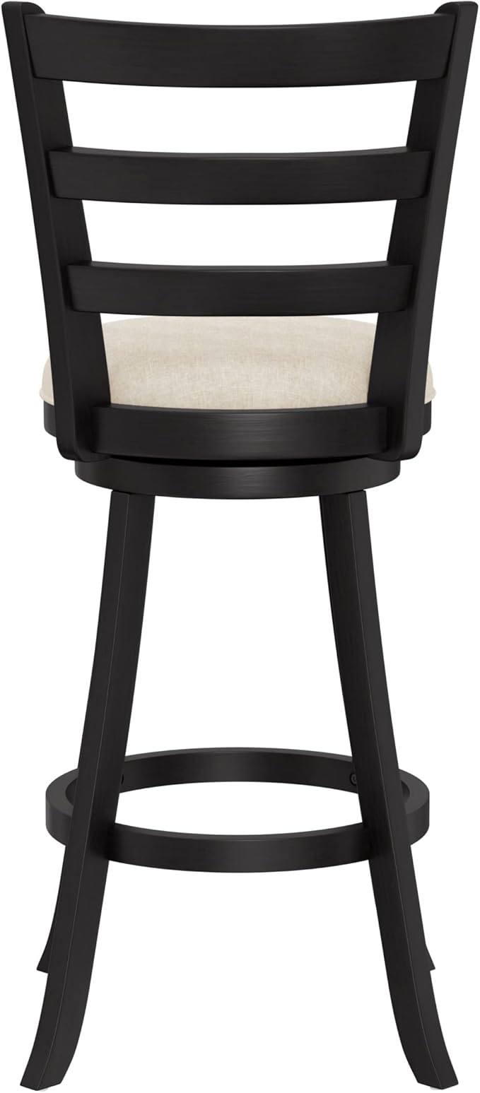 Hillsdale Laymon Modern Wood Swivel Stool with Upholstered Seat, Bar Height, Black