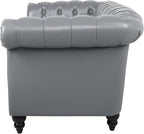 LEVNARY Leather Sofa, Chesterfield Tufted Upholstered 2 Seater Couch, Modern Loveseat Couch Classic Furniture for Living Room Bedroom (Gray)