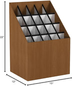 Safco 3081 Vertical Roll File, 20 Compartment, Wood Grain Walnut Finish, Corrugated Fiberboard Construction, 2.75" Compartment Diameter. Sleek Lightweight Storage and Organization