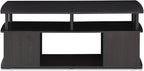 Furinno Jaya Coffee Table, Rectangle Modern Coffee Table with Open Shelf, Side Table with Side Storage, for Living Room, Bedroom, Home Office, Black