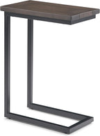 SIMPLIHOME Skyler 18-inch Wide Solid Mango/Metal Industrial C-Shaped End Table in Walnut Brown/Black for Living Room, Office, or Bedroom, Assembled