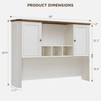T4TREAM 59" Farmhouse Wood Desk Hutch with Ample Storage, Only Match VSC Series Farmhouse Desk (Antique White)