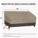 Easy-Going Waterproof Outdoor Couch Cover, Heavy Duty Deep 3-Seater Patio Sofa Cover, Winchdproof Outdoor Furniture Cover with Air Vent （88Wx40Dx33H inch,Camel/Dark Brown