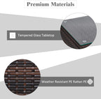 COSTWAY 3 Pieces Patio Rattan Furniture Set, Outdoor Conversation Chair Set with Coffee Table & 2 Cushions for Backyard, Porch, Poolside, Lawn, Garden, Grey