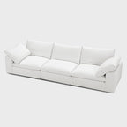 Modular Cloud Sofa, 110.2" Cloud Sectional Couches with Deep Seat, 3-Seat Couch for Living Room, Modern Comfy Couch with Washable Cover, Wide Armrest (White)