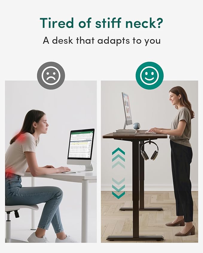 CubiCubi Height Adjustable Electric Standing Desk, 63 x 28 Inches Sit Stand up Desk, Large Memory Computer Home Office Desk with Two-Piece Desktop (Black Walnut)